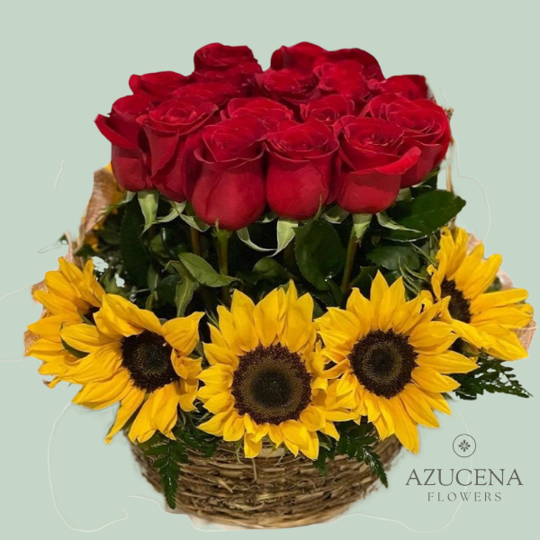 Canasto con Rosas y Maravillas — Azucena Florería