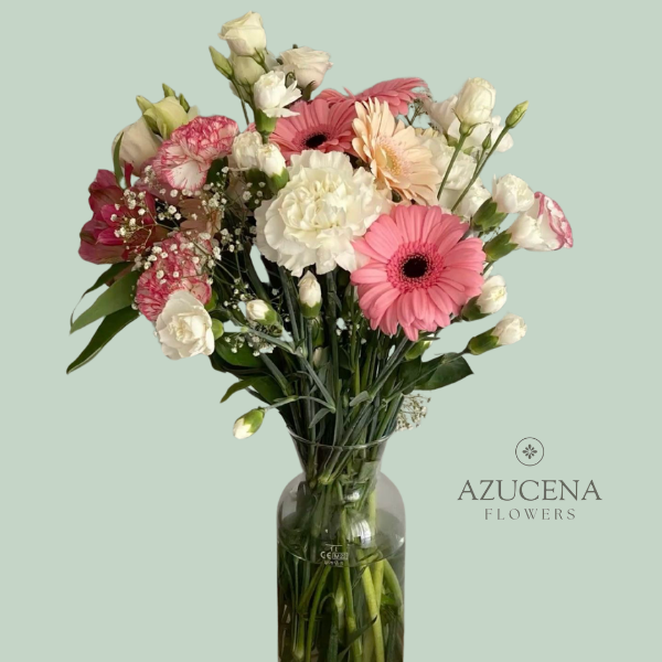 Florero con Gerberas y Claveles — Azucena Florería