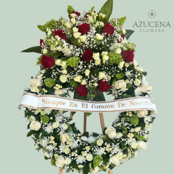 Corona Personalizada con Rosas Rojas — Azucena Florería