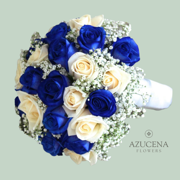 Ramo de Novia con Rosas Azules — Azucena Florería