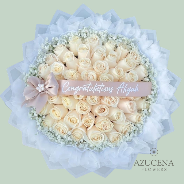 Ramo con 50 Rosas Blancas — Azucena Florería