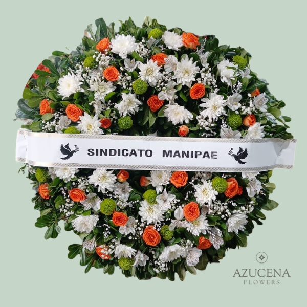 Corona Con cinta Fúnebre — Azucena Florería
