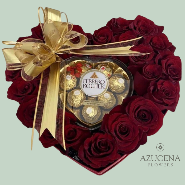 Box Corazón Con Rosas Rojas — Azucena Florería