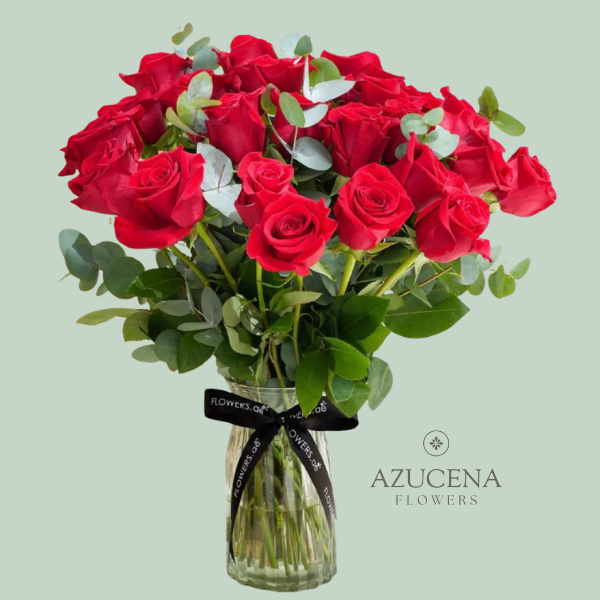 Florero con Rosas Rojas — Azucena Florería