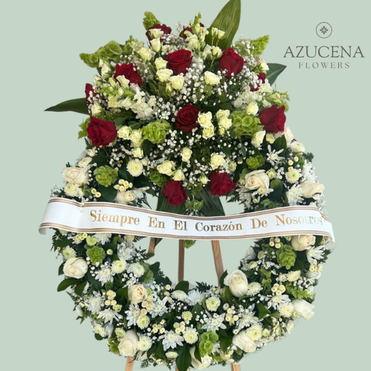 Corona Personalizada con Rosas Rojas — Azucena Florería