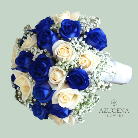 Ramo de Novia con Rosas Azules — Azucena Florería