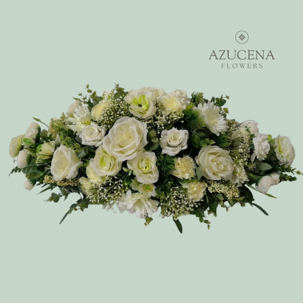 Cojín Fúnebre en Rosas Blancas — Azucena Florería