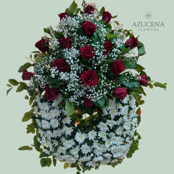 Corona de Condolencia con Rosas Rojas — Azucena Florería