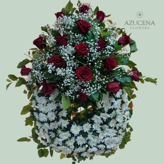 Corona de Condolencia con Rosas Rojas — Azucena Florería