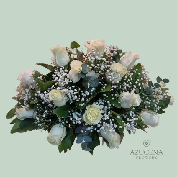 Cojín Fúnebre en Rosas Blancas — Azucena Florería