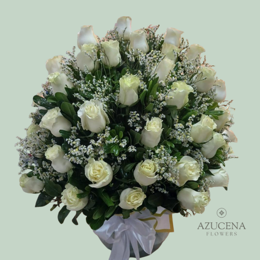Arreglo con 50 Rosas Blancas — Azucena Florería