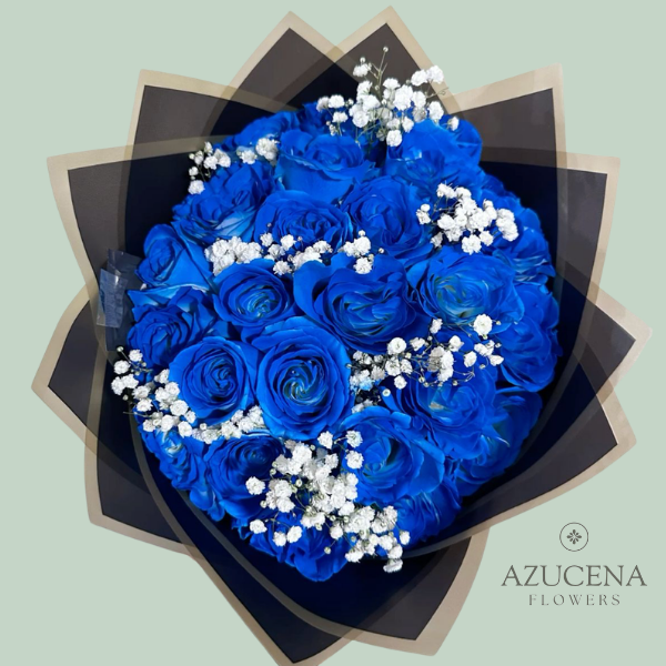 24 Rosas Azules en Ramo — Azucena Florería