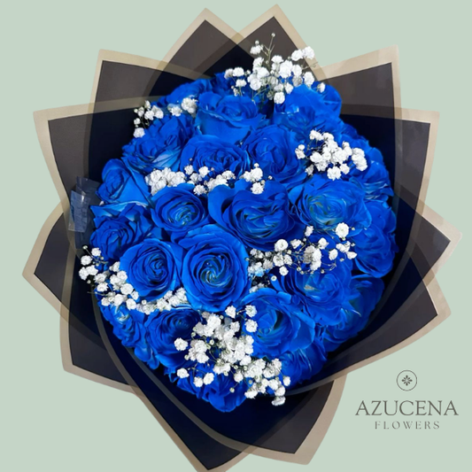 24 Rosas Azules en Ramo — Azucena Florería