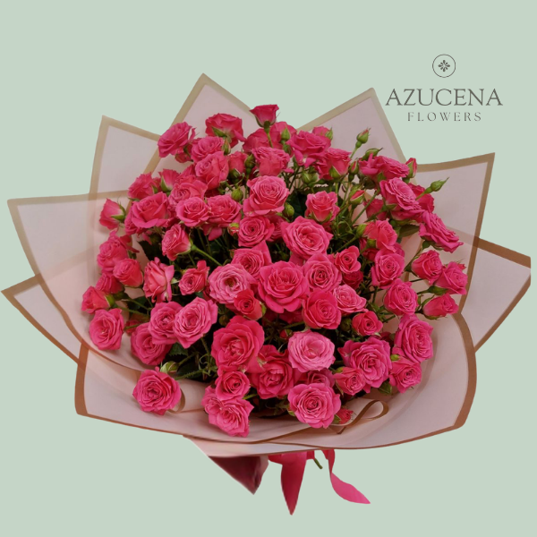 Ramo con Mini Rosas Fucsias — Azucena Florería