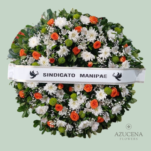 Corona Con cinta Fúnebre — Azucena Florería