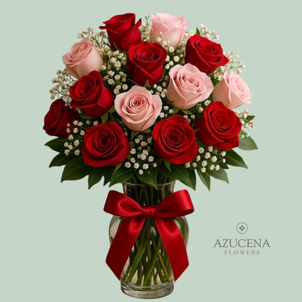 Florero con rosas Bicolor — Azucena Florería