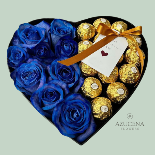 Box Corazón con Rosas y Bombones — Azucena Florería