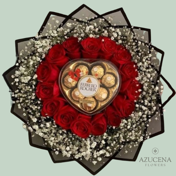 Rosas Rojas y Bombones — Azucena Florería