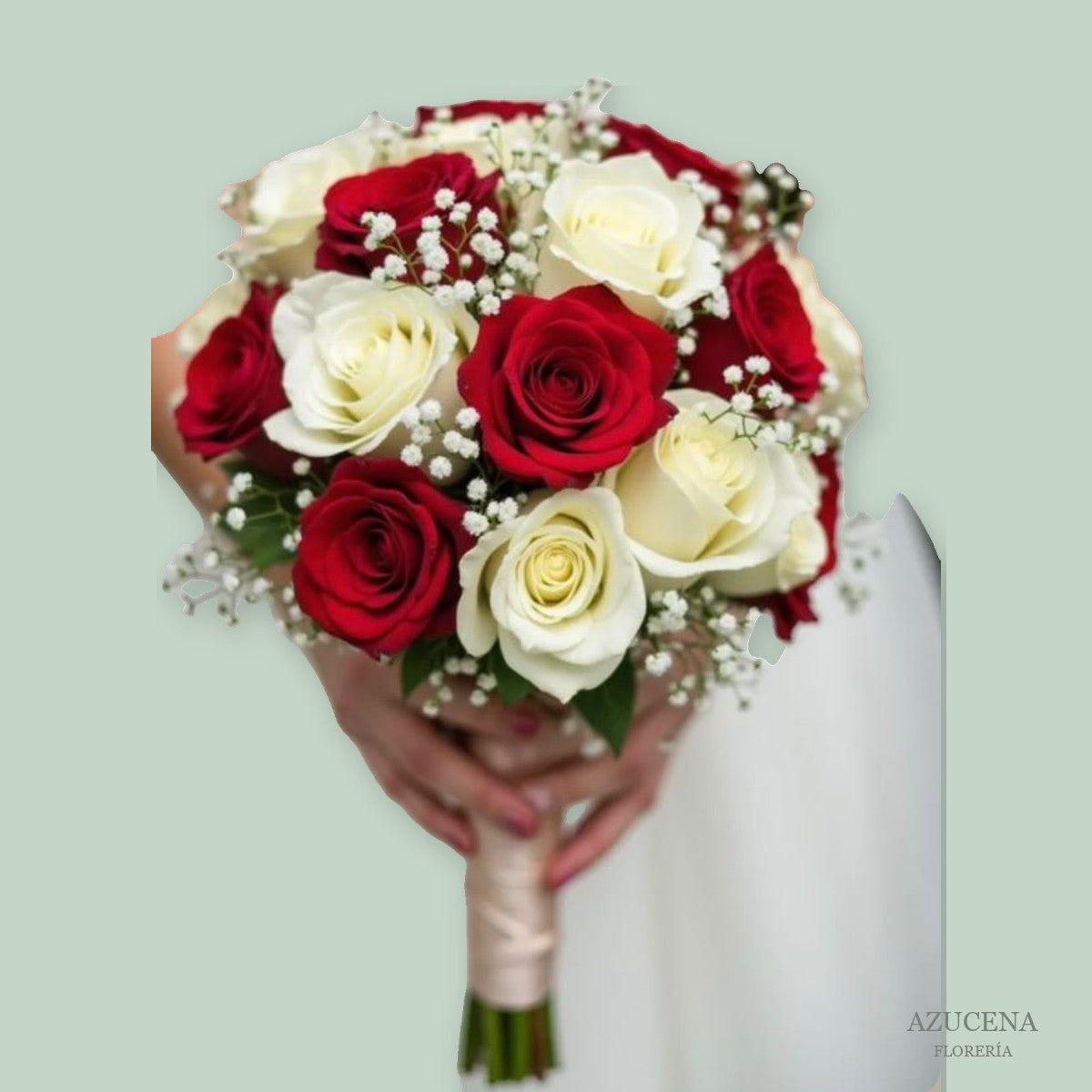 Ramo de Novia de Rosas Rojas y Blancas — Azucena Florería