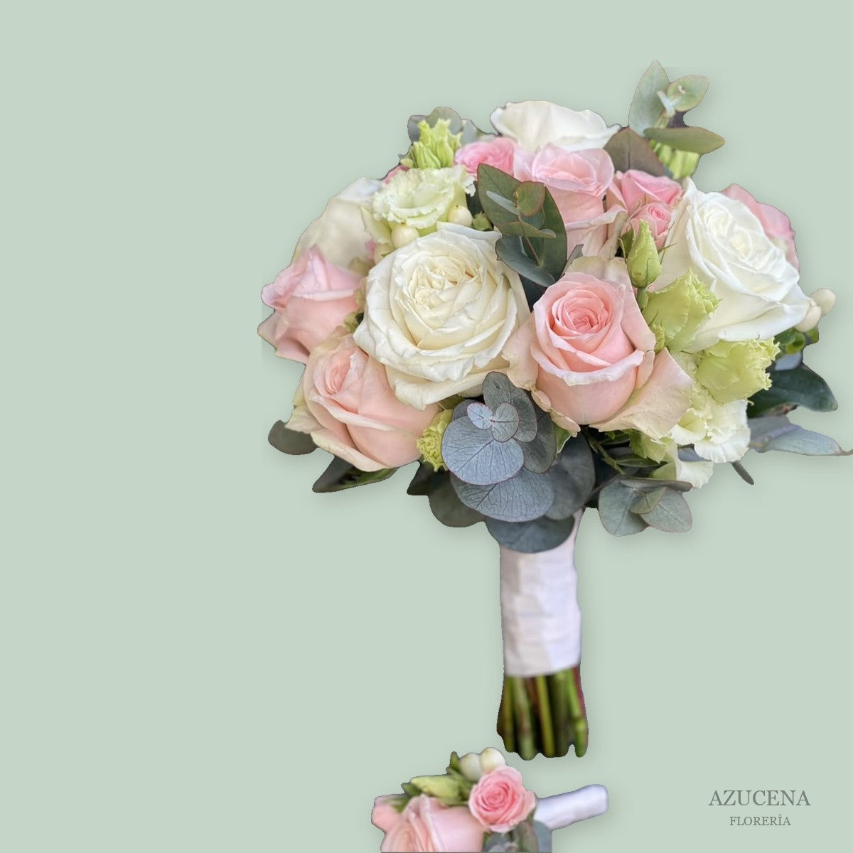 Ramo de Novia de Rosas Rosadas y Blancas — Azucena Florería